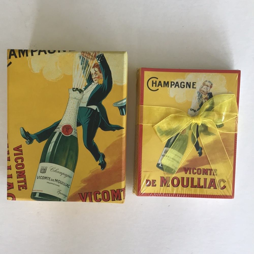 Box of 20 Cinzano Champagne Cognac French Poster Notecards NEW